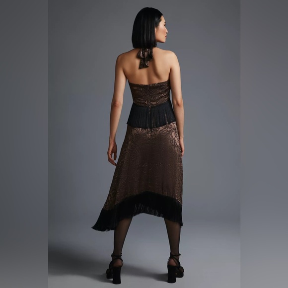 Anthropologie Fringed Velvet Halter Dress - Picture 4 of 4